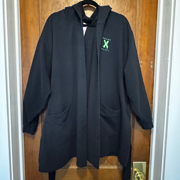 Savage‎ X Fenty Forever Savage Short Hooded Robe XL/1X Rihanna Black Lime Green - Picture 6 of 16